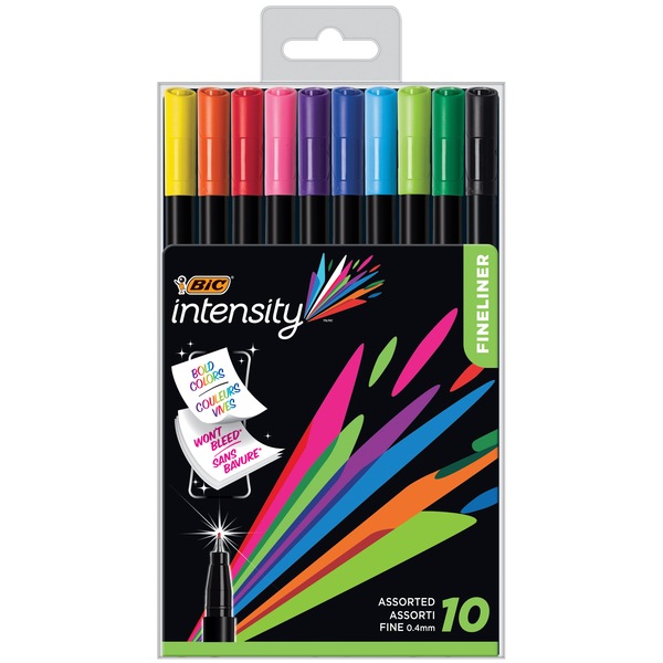 BIC Intensity Fineliner Marker Pen Set, Fine Point, 10 ct