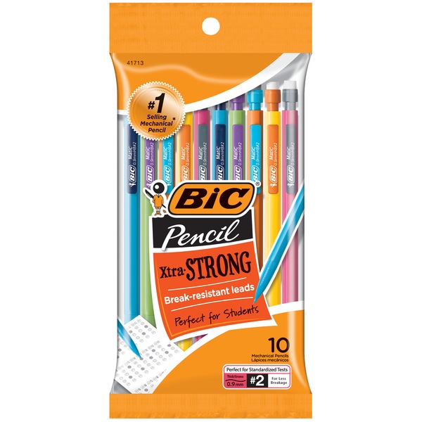 BIC Xtra-Strong Mechanical Pencil, Black, Thick Point (0.9mm), #2 Lead, 10 ct