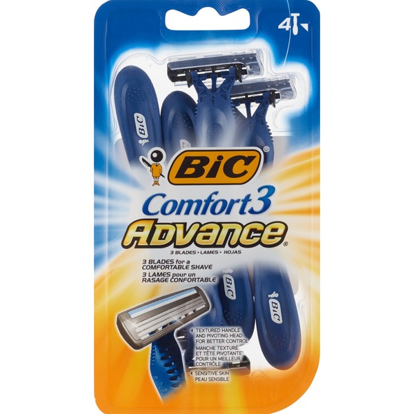 BIC Comfort 3 Advance Disposable Razors, Men, 4 CT