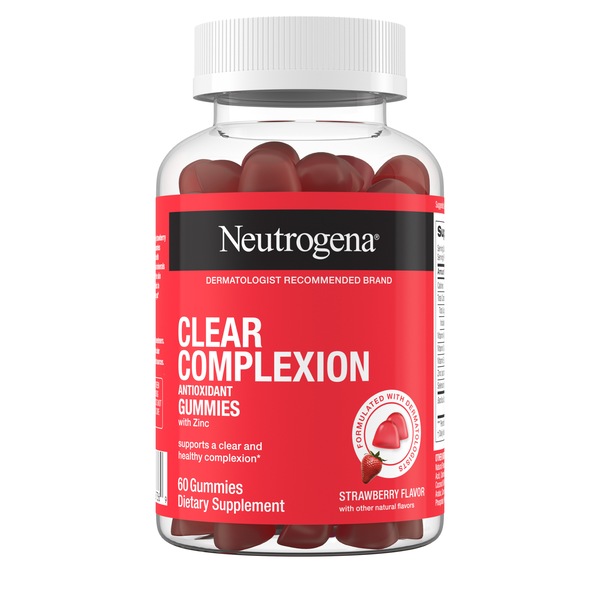Neutrogena Clear Complexion Antioxidant Gummies, Strawberry, 60 CT