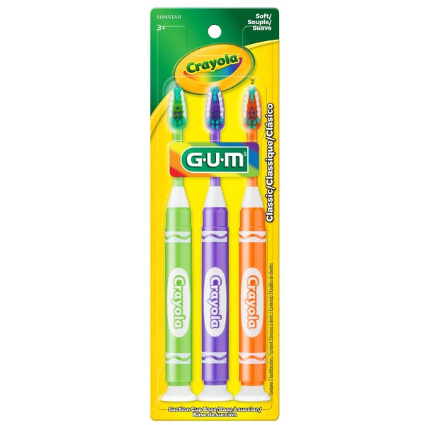 GUM Crayola Metallic Marker Children’s Toothbrush w/Suction Cup Base, Age 5+, 3 CT
