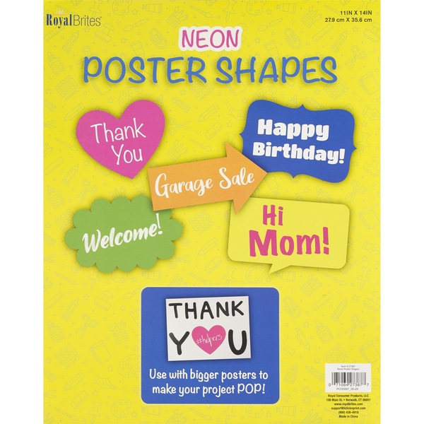 Royal Brites Neon Assorted Poster Shapes, 11""x14"", 5 CT
