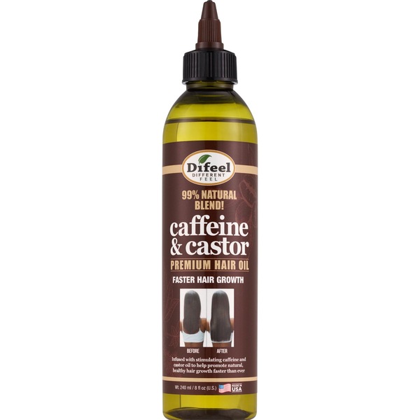 Difeel Caffeine & Castor Premium Hair Oil, 8 OZ