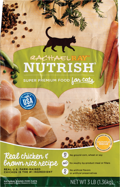 Rachael Ray Nutrish Super Premium Dry Food For Cats, Real Chicken & Brown Rice Recipe, 48 OZ