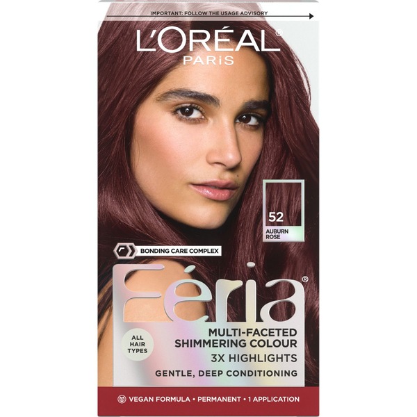 L'Oreal Paris Feria Multi-Faceted Shimmering Permanent Hair Color, 52 Auburn Rose