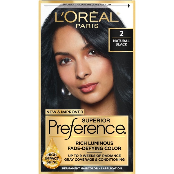 L'Oreal Paris Superior Preference Fade-Defying Shine Permanent Hair Color, Natural Black