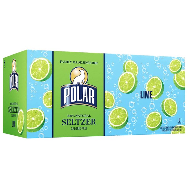 Polar Seltzer Lime Sparkling Water, 8pk/12 fl oz cans