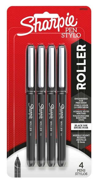 Sharpie Roller Pens, Needle Point Tip (0.5mm), Black