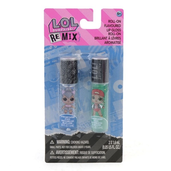 L.O.L. Surprise! REMIX Roll-on Flavored Lip Gloss, 0.05 OZ Each, 2 CT