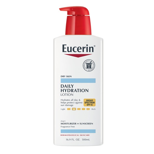 Eucerin - Loción corporal hidratante para uso diario, amplio espectro, FPS 15, 16.9 oz