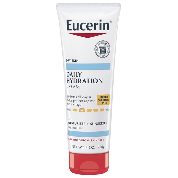 Eucerin Daily Hydration - Crema corporal, protección solar de amplio espectro, FPS 30, 8 oz