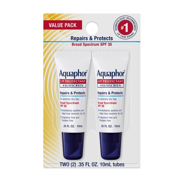 Aquaphor - Protector de labios y protector solar, FPS 30, 2 u.