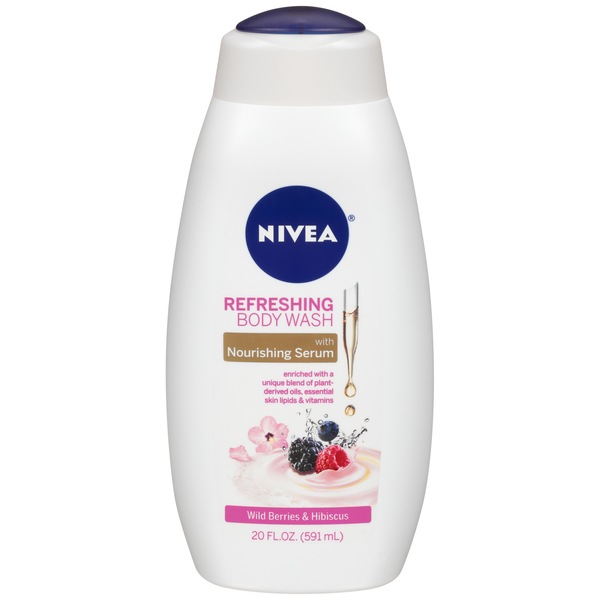 NIVEA Refreshing Body Wash with Nourishing Serum, 20 OZ