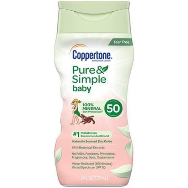 Coppertone Pure and Simple Baby Sunscreen SPF 50, 5 FL OZ
