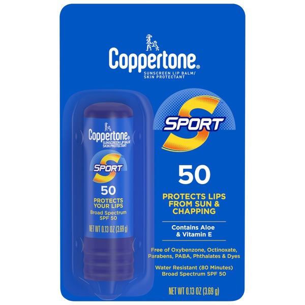 Coppertone Sport Sunscreen Lip Balm, SPF 50, 0.13 OZ