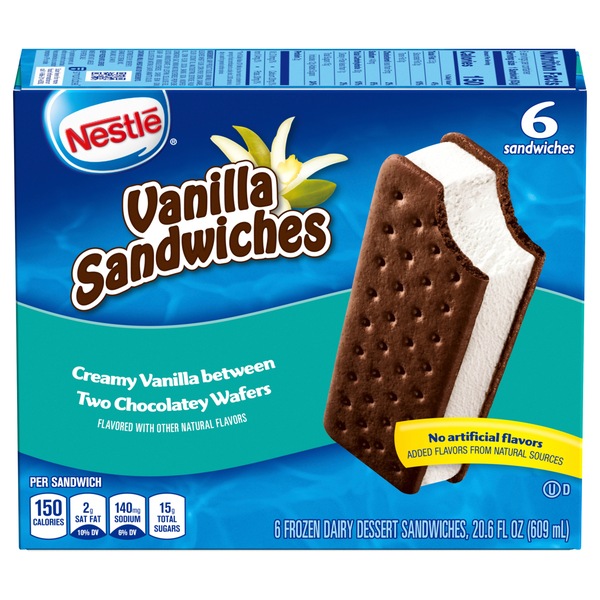 Nestle Vanilla Frozen Dairy Dessert Sandwiches, 6ct