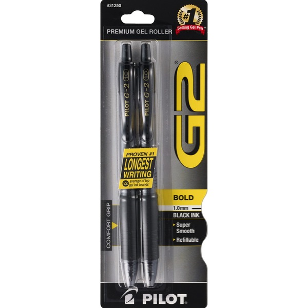 Pilot Retractable Rolling Ball  Bold Point  Black Pens