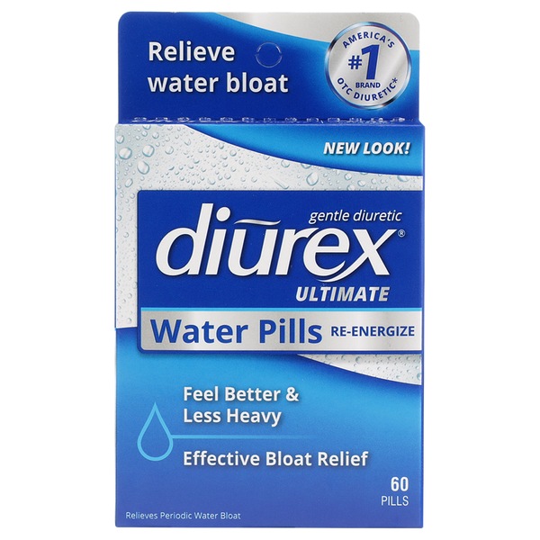 Diurex Ultimate Water - Píldoras diuréticas para bajar de peso, 60 u.