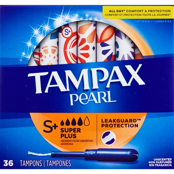 Tampax Pearl Tampons, Super Plus, 36 CT