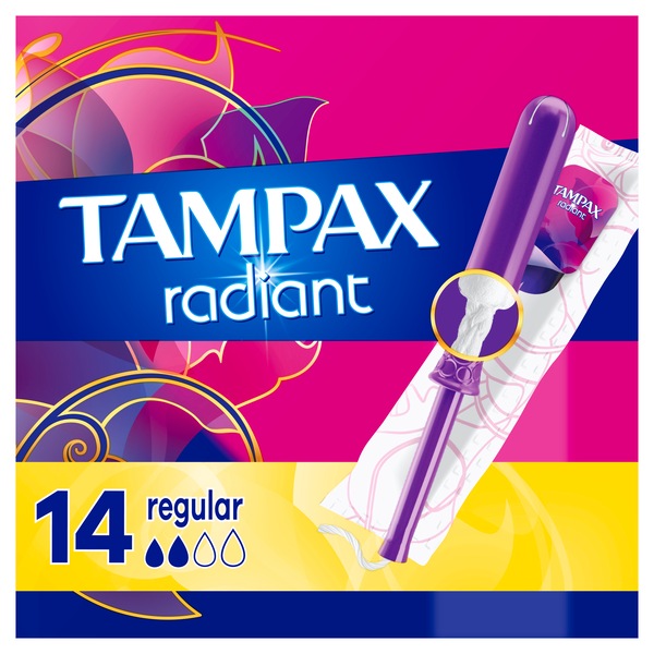 Tampax Radiant Plastic Tampons, Unscented, Regular