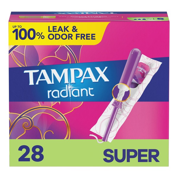 Tampax Radiant Plastic Tampons, Unscented, Super