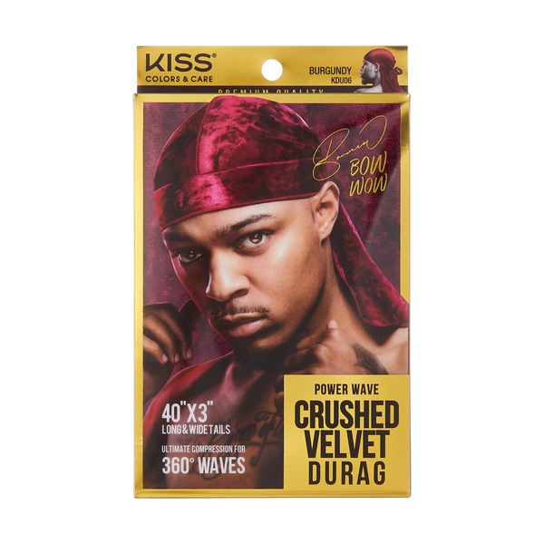 KISS Colors & Care Power Wave Premium Crushed Velvet Luxe Durag, Burgundy