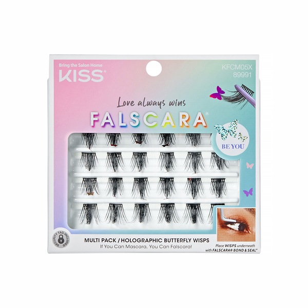 KISS Falscara Limited Edition Pride Eyelash Wisps, Black, 24 Holographic Butterfly Wisps