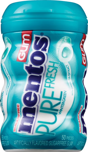 Mentos Pure Fresh SugarFree WinterGreen Gum, 50 ct