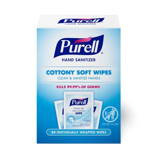 Purell Cottony Soft Sanitizing Wipes, Individually Wrapped, 24 CT