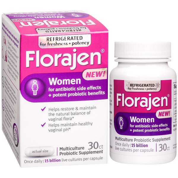 Florajen Refrigerated Probiotics for Women, Multi Culture Probiotic Nutritional Supplement, Supports Vaginal Flora Balance, Relieves Occasional Gas, Bloating & Constipation, 15 Billion CFUs, 30 CT