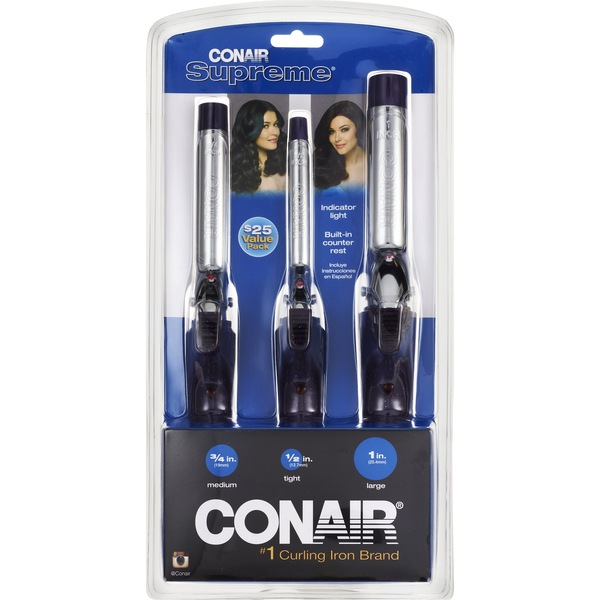 Conair Supreme Triple Pack Curling Irons, 3/4-Inch 1-Inch & 1/2-Inch