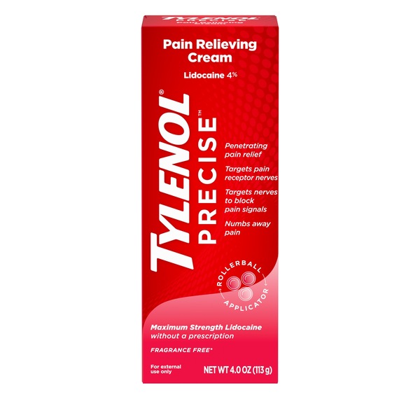Tylenol Precise Maximum Strength 4% Lidocaine Pain Relieving Cream, 4 OZ