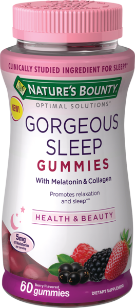 Nature's Bounty Optimal Solutions Gorgeous Sleep - Suplemento con melatonina y colágeno para dormir bien, 60 u.