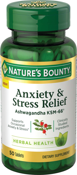 Nature's Bounty Anxiety & Stress Relief Ashwagandha KSM-66* Tablets, 50 CT