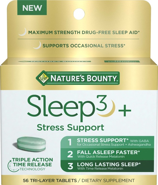 Nature's Bounty Sleep3 Stress Support Tri-Layered Tablets, 56 CT