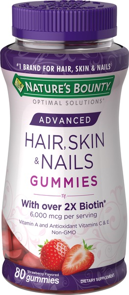 Nature's Bounty Advanced Hair, Skin and Nails Non-GMO Gummies with Biotin