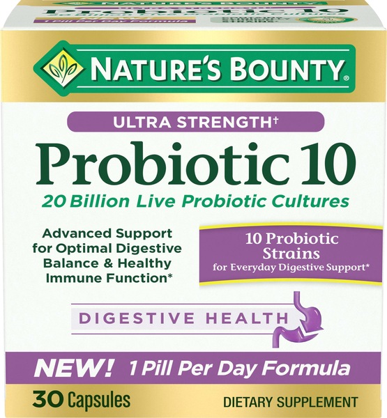 Nature's Bounty Ultra Strength Probiotic 10 Digestive Health Capsules, 30 CT