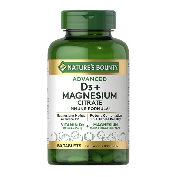 Nature's Bounty Advanced Immune Vitamin D3 with Magnesium Citrate Softgels. 90 CT