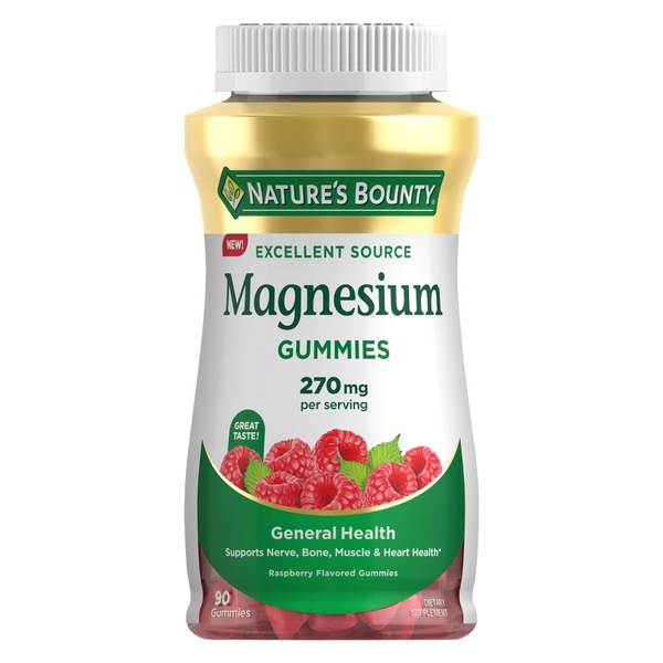Nature's Bounty Magnesium Citrate 270mg, Raspberry Gummies, 90 CT