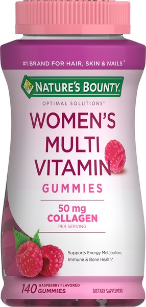 Nature's Bounty Optimal Solutions Women's Multivitamin Gummies, Dietary Supplement, Raspberry Flavor, 140 CT