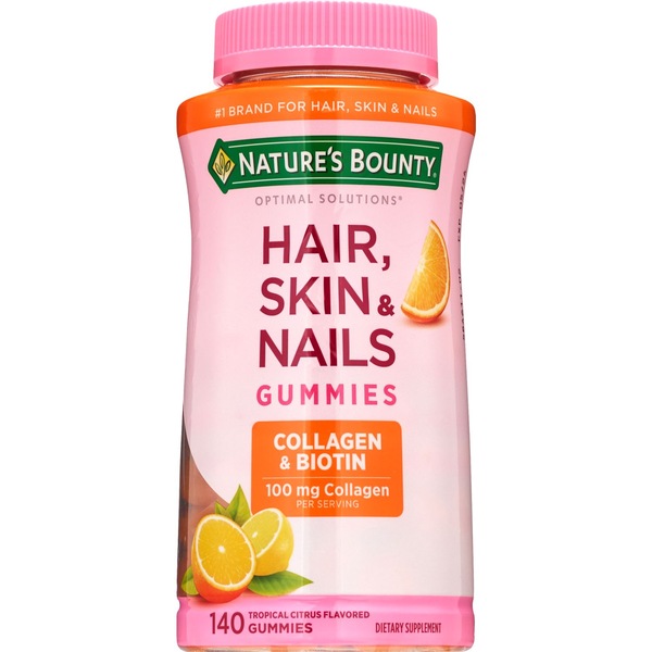 Nature's Bounty Hair Skin and Nails Gummy Vitamins with Biotin and Collagen, 140 CT