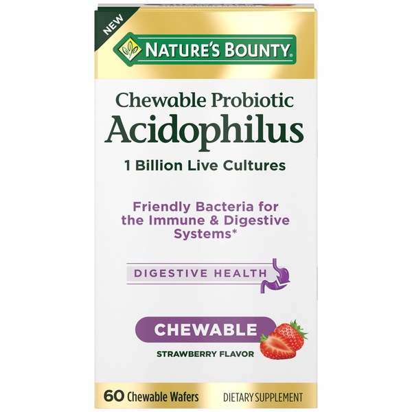 NATURE'S BOUNTY ACIDOPHILUS STRAWBERRY CHEWABLE WAFERS