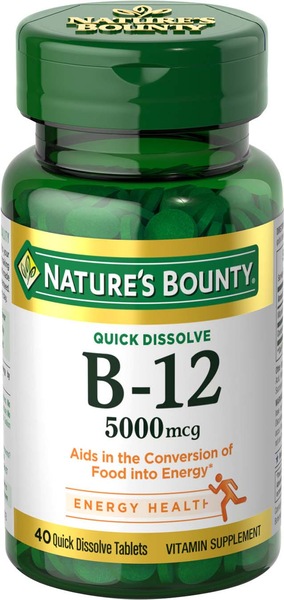 Nature's Bounty - Tabletas de vitamina B-12, 5000 mcg, 40 u.