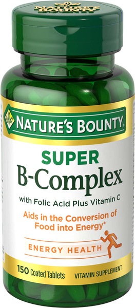 Nature's Bounty Super B Complex with Folic Acid plus Vitamin C Tablets, 150CT