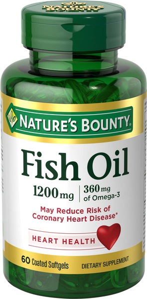 Nature's Bounty - Aceite de pescado en cápsulas blandas, sin olor, 1200 mg