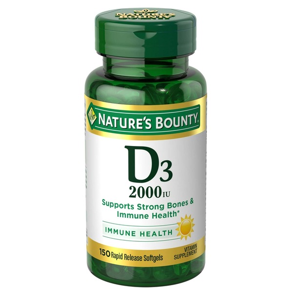 Nature's Bounty Vitamin D3, 2000 IU Immune Health Softgels, 150 CT