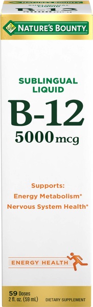 Nature's Bounty Super Strength - Vitamina B-12 líquida sublingual, 5000 mcg, 2 oz