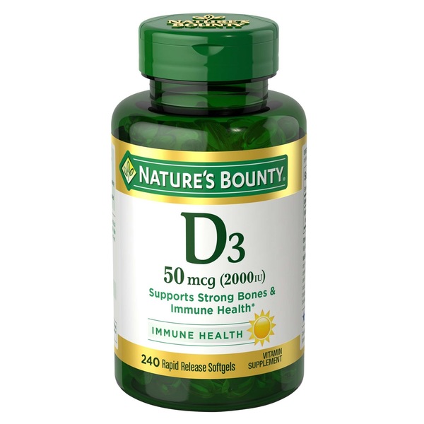 Nature's Bounty Vitamin D3 Immune Health 50mcg (2000 IU) Softgels