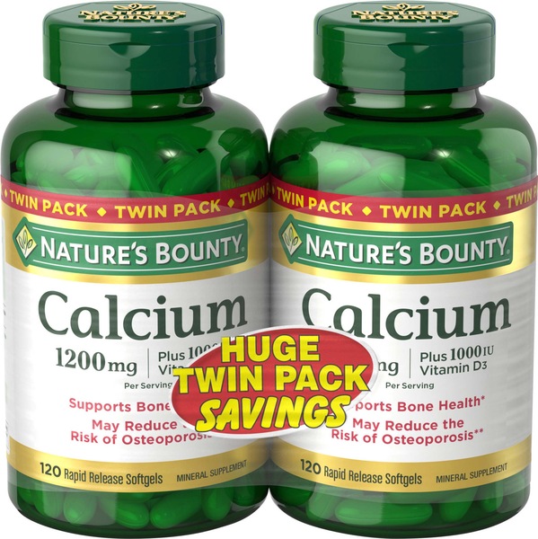 Nature's Bounty Liquid Filled Calcium 1200mg plus 1000IU Vitamin D3 Softgels, 240CT