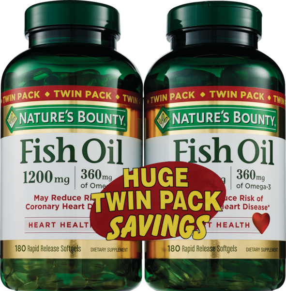 Natures Bounty Fish Oil with Omega-3 Softgels 1200mg, 360CT
